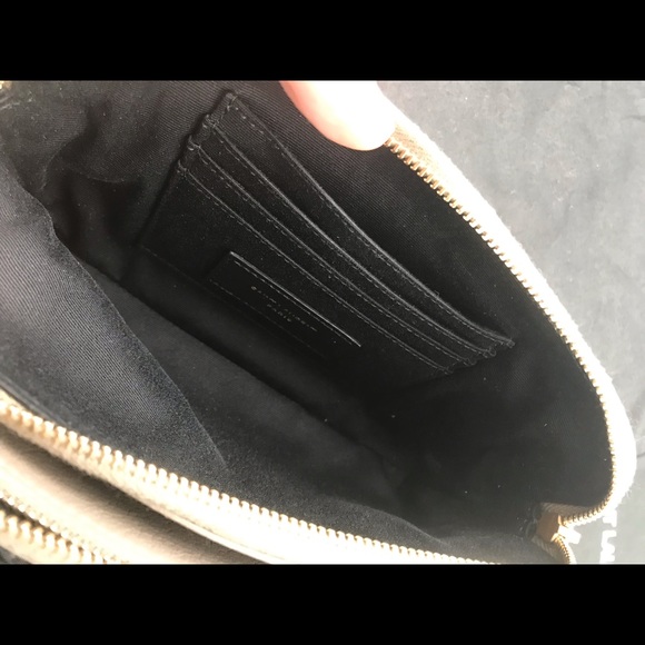 YSL Becky Double Zip Leather Pouch in Warm Taupe - Picture 10 of 17